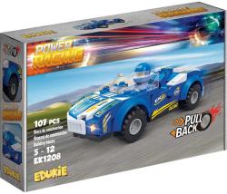 EDUKIE Auto závodní modré zpětný chod set 107 dílků + 1 figurka (stavebnice)