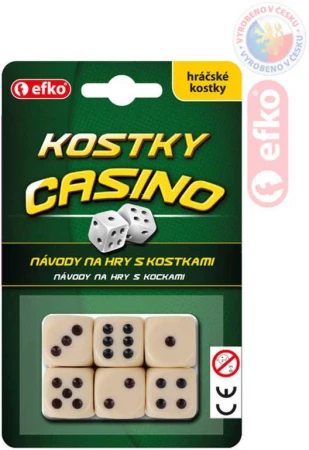 Efko Hra kostky hrací kasino keramické slonová kost set 6ks na kartě Efko Hra kostky hrací kasino keramické slonová kost set 6ks na kartě
