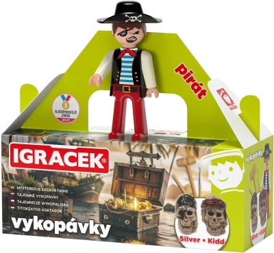 Efko IGRÁČEK Pirát figurka s vykopávkami lebek Silvera a Kidda Efko IGRÁČEK Pirát figurka s vykopávkami lebek Silvera a Kidda