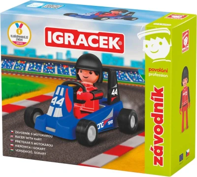 Efko IGRÁČEK Závodník povolanie set figúrka kĺbová + modrá motokára