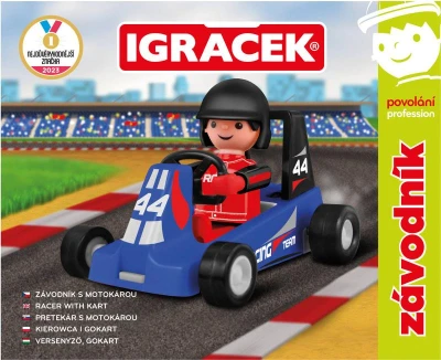 Efko IGRÁČEK Závodník povolanie set figúrka kĺbová + modrá motokára
