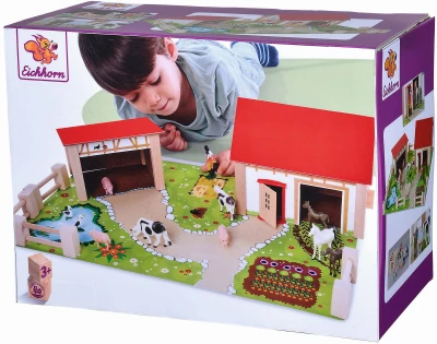 Eichhorn DŘEVO Farma herní set s příslušenstvím 20ks (dřevěná hračka)