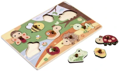 Eichhorn DŘEVO Puzzle baby vkládací s úchyty 9 dílků zvířátka 2 druhy