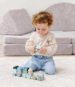 Eichhorn DŘEVO Vláček skládací s navlékacími tvary (dřevěná hračka)