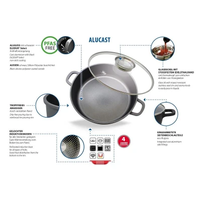 ELO 19624 Alucast Pekáč se skleněnou poklicí a aroma úchytem Ø 24 cm