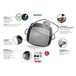 ELO 19658 Alucast Pekáč se skleněnou poklicí a aroma úchytem 28x28 cm