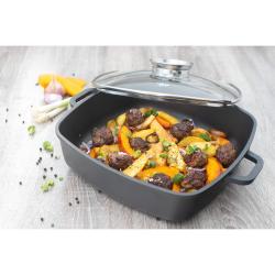 ELO 19658 Alucast Pekáč se skleněnou poklicí a aroma úchytem 28x28 cm