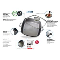 ELO 19658 Alucast Pekáč se skleněnou poklicí a aroma úchytem 28x28 cm