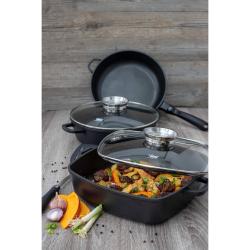 ELO 19658 Alucast Pekáč se skleněnou poklicí a aroma úchytem 28x28 cm