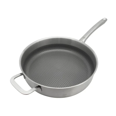 ELO Relief Solution stříbrná hluboká pánev s pomocnou rukojetí a skleněnou poklicí Ø 28 cm