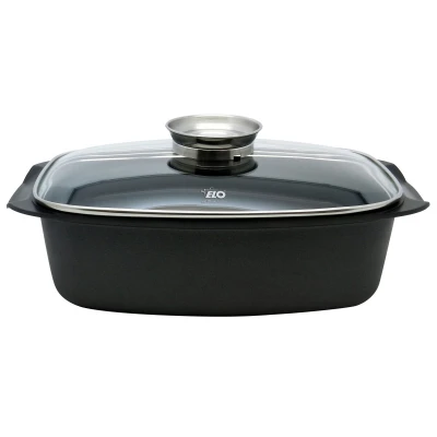 ELO Alucast černý pekáč se skleněnou poklicí a aroma úchytem 40×22 cm
