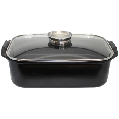 ELO Duo Vital černý pekáč se skleněnou poklicí a aroma úchytem 40x26 cm