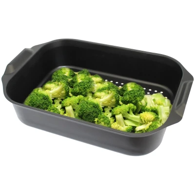 ELO Duo Vital černý pekáč se skleněnou poklicí a aroma úchytem 40x26 cm