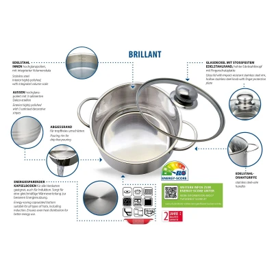 ELO BASIC Brillant nerezový Ø 14 cm 1,6 l hrnec na mléko