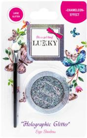 EP line LUKKY Oční stíny gelové dětské s holgrafickými třpytkami a štětcem Stříbrné