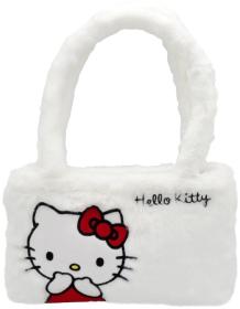 EP Line Taška bílá kočička Hello Kitty plyšová velká 26x17cm na zip