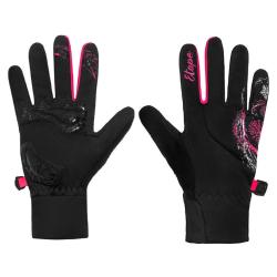 Etape Puzzle dětské rukavice černá-růžová