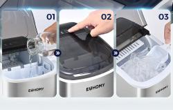 Euhomy Výrobník ledových kostek IM001, 1,2 l, 12 kg (stříbrný)