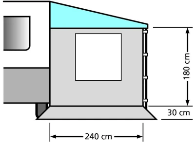 Eurotrail 240x180 cm světle šedá univerzální bočnice k přístřešku s oknem