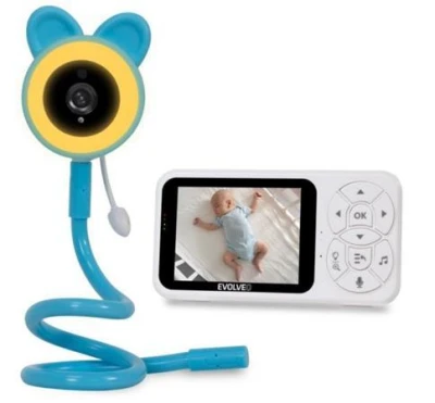 Evolveo Baby Monitor N35 – dětská chůvička s kamerou, VOX, teploměr, noční vidění, RGB světlo, Modrá
