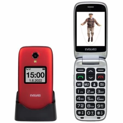 Evolveo EasyPhone FS, vyklápěcí mobilní telefon 2.8" pro seniory s nabíjecím stojánkem (červená barva) Evolveo EasyPhone FS, vyklápěcí mobilní telefon 2.8" pro seniory s nabíjecím stojánkem (červená barva)