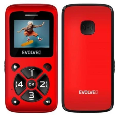 Evolveo EasyPhone ID, mobilní telefon pro seniory, červená