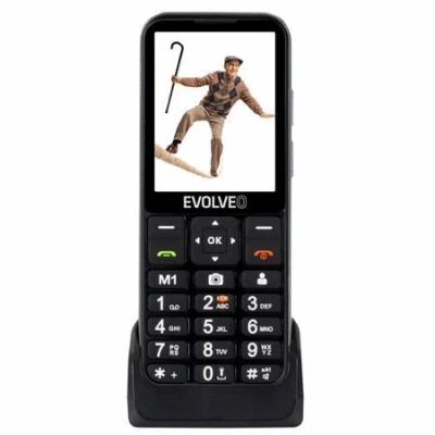 Evolveo EasyPhone LT, mobilní telefon pro seniory s nabíjecím stojánkem (černá barva)