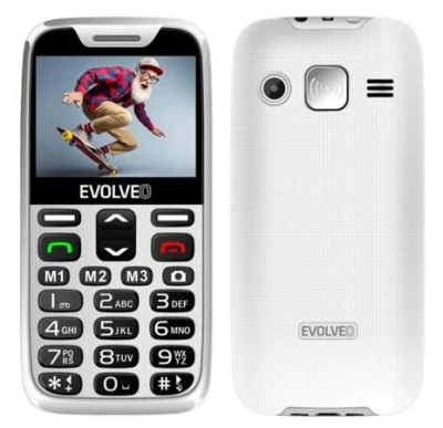 Evolveo EasyPhone XR, mobilní telefon pro seniory s nabíjecím stojánkem, bílá