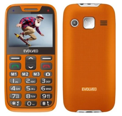 Evolveo EasyPhone XR, mobilní telefon pro seniory s nabíjecím stojánkem, oranžová