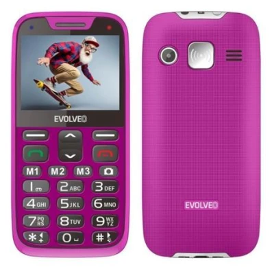 Evolveo EasyPhone XR, mobilní telefon pro seniory s nabíjecím stojánkem, růžová