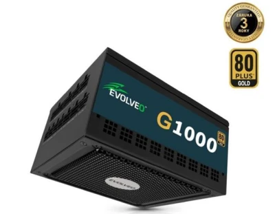 Evolveo G1000 zdroj 1000W, 80+ GOLD, ATX 3.1, PCIe 5.1, aPFC, 140mm ventilátor, modulární, záruka 3 roky, černý