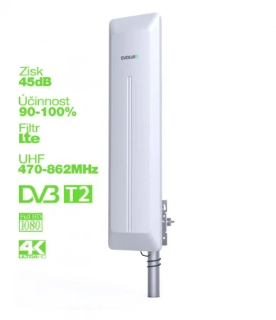 Evolveo HDO, aktivní venkovní DVB-T/T2 anténa, 45dB Evolveo HDO, aktivní venkovní DVB-T/T2 anténa, 45dB