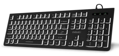 Evolveo K1010, klávesnice s bílým podsvícením, CZ+SK, černá Evolveo K1010, klávesnice s bílým podsvícením, CZ+SK, černá