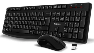 Evolveo K1050, bezhlučný set bezdr. klávesnice a myši, CZ+SK, černá Evolveo K1050, bezhlučný set bezdr. klávesnice a myši, CZ+SK, černá