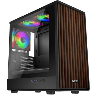 Evolveo Panthera, skříň mATX, 3x ARGB ventilátor 120mm, dřevěný přední panel + skleněná bočnice Evolveo Panthera, skříň mATX, 3x ARGB ventilátor 120mm, dřevěný přední panel + skleněná bočnice