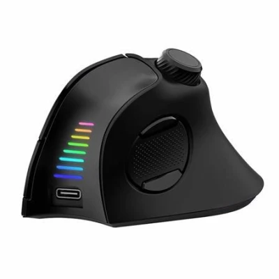 Evolveo TwinVerti, bezdrátová vertikální ergonomická myš, podsvícená,tichá, 2.4GHz+Bluetooth, černá