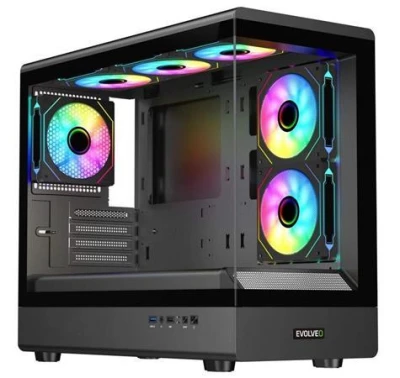 Evolveo Ursus, skříň mATX, 6x ARGB ventilátor 120mm, skleněná bočnice + přední panel Evolveo Ursus, skříň mATX, 6x ARGB ventilátor 120mm, skleněná bočnice + přední panel