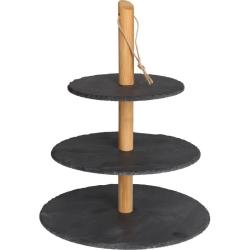 Excellent Etažér na ovoce, cukroví i makronky dřevo / břidlice 36 cm