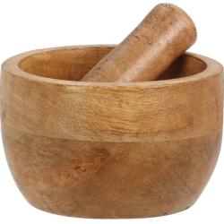 Excellent Houseware Hmoždíř s tloučkem mangové dřevo 10 x 10 x 6 cm