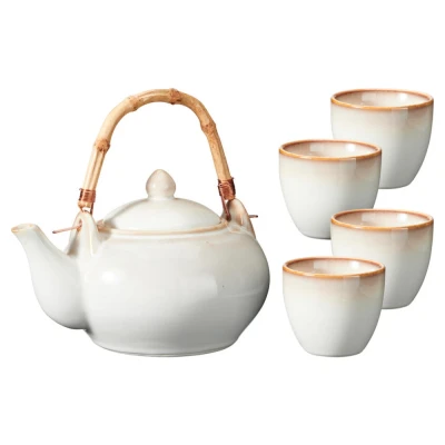 Excellent Houseware Čajová souprava konvice + šálky kamenina sada 5 ks