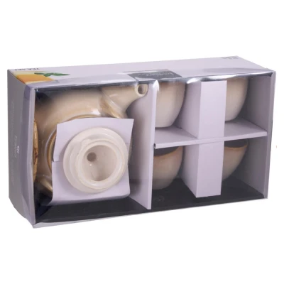 Excellent Houseware Čajová souprava konvice + šálky kamenina sada 5 ks