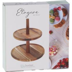 Excellent Houseware Etažér dvoupatrový 23 cm Akát