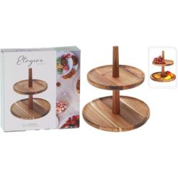 Excellent Houseware Etažér dvoupatrový 23 cm Akát