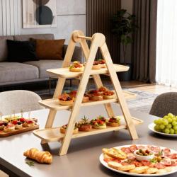Excellent Houseware Etažér servírovací 3 patra dřevěný