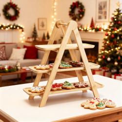 Excellent Houseware Etažér servírovací 3 patra dřevěný