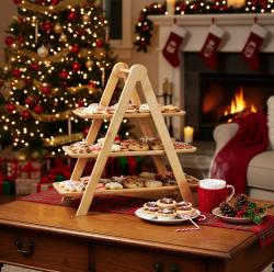 Excellent Houseware Etažér servírovací 3 patra dřevěný