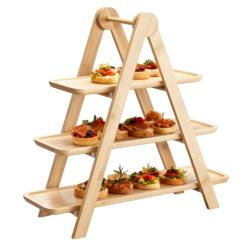 Excellent Houseware Etažér servírovací 3 patra dřevěný
