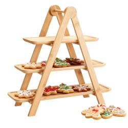 Excellent Houseware Etažér servírovací 3 patra dřevěný
