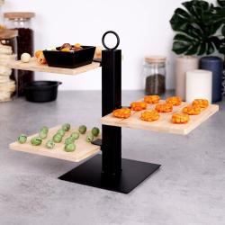 Excellent Houseware Etažér třípatrový servírovací kov/dřevo