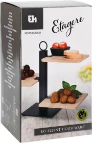 Excellent Houseware Etažér třípatrový servírovací kov/dřevo